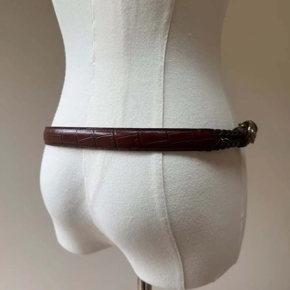 Vintage Brighton Braided Leather Belt Brown Western Equestrian Toggle